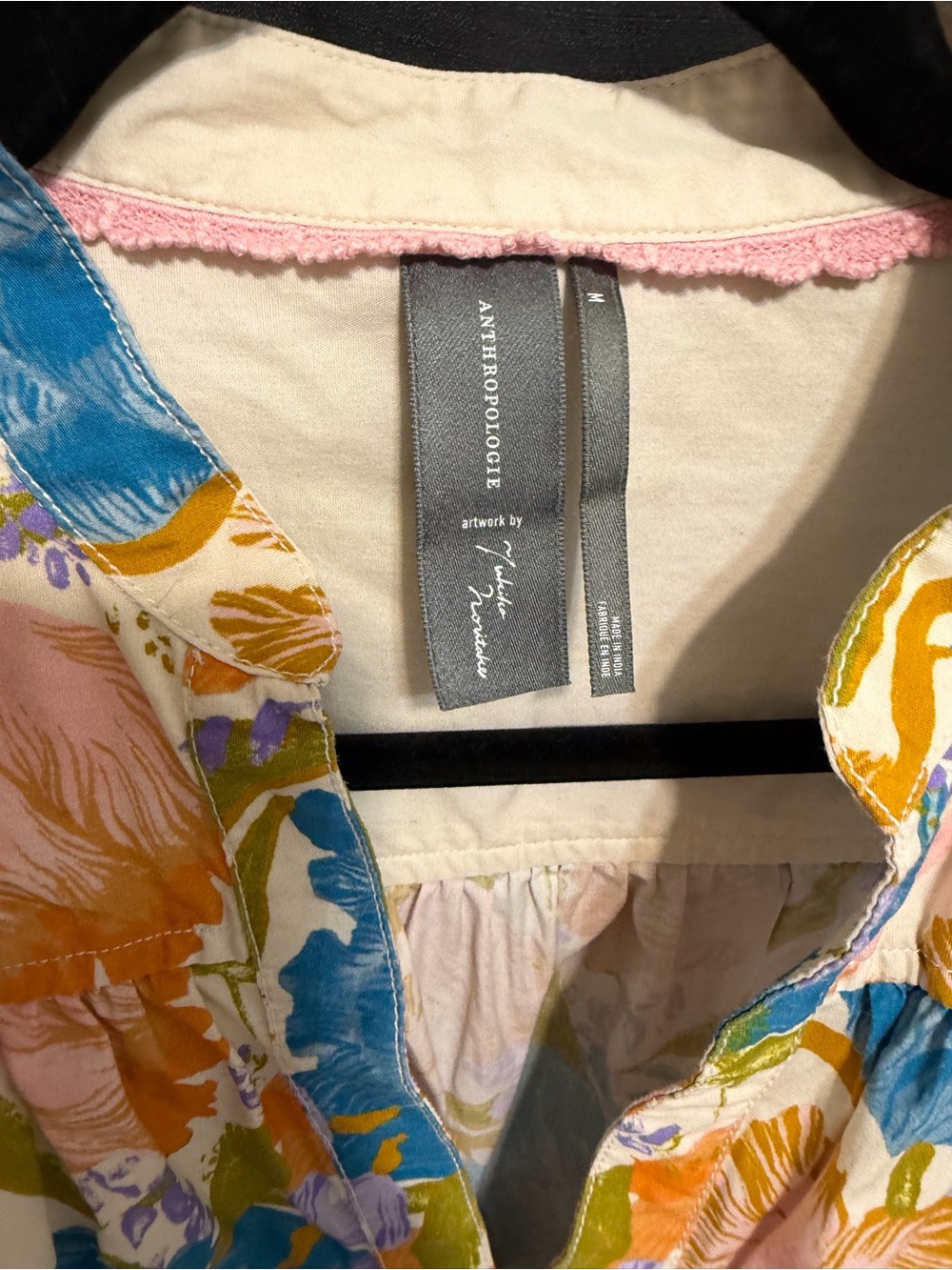 Anthropologie Floral Embroidered Cream Blouse - Picture 3 of 3